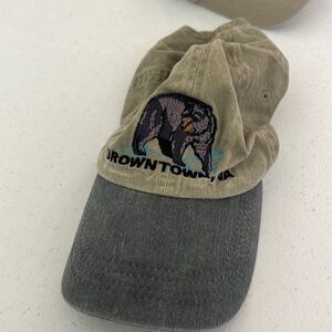 Browntown Va baseball cap. Curved bill. Khaki with a blueish grey bill.